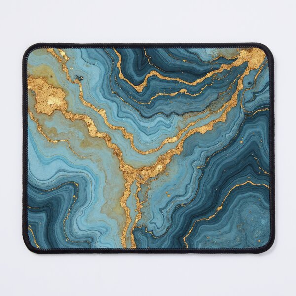 Item preview, Deep Teal and Blue Marble Texture – Seamless Stone with Gold Veins designed and sold by Wordsmith-Wear.