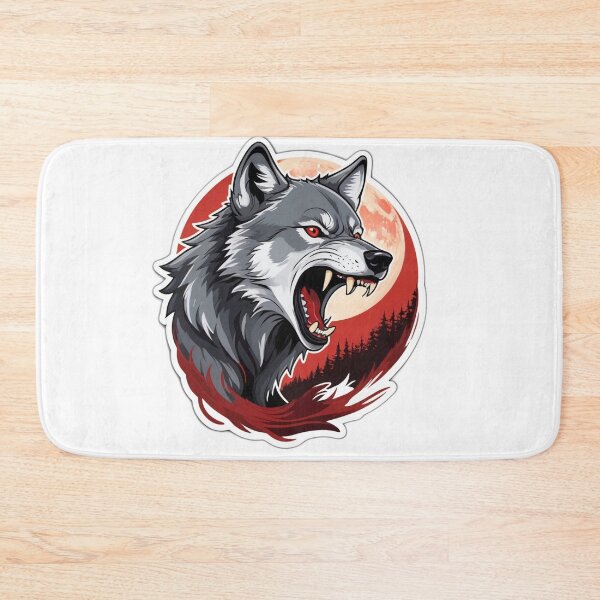 Item preview, Red-Eyed Wolf Snarling Beneath Midnight Forest Sky designed and sold by semenol.
