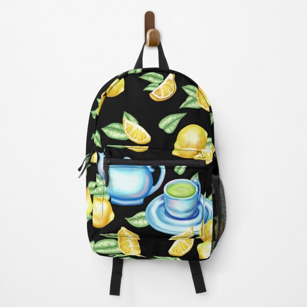 Item preview, Decorative pattern with lemons, leaves and ceramic tableware – stylish composition for culinary and nature-loving designs designed and sold by katecheerycake.