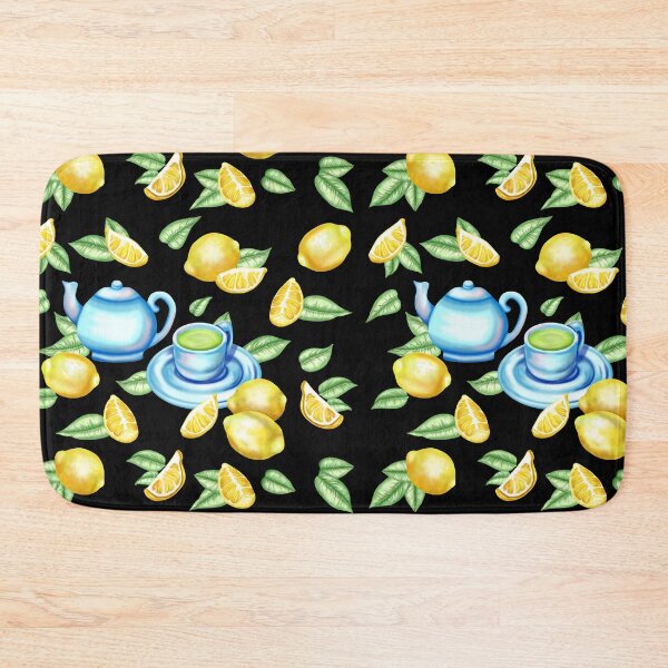 Item preview, Decorative pattern with lemons, leaves and ceramic tableware – stylish composition for culinary and nature-loving designs designed and sold by katecheerycake.