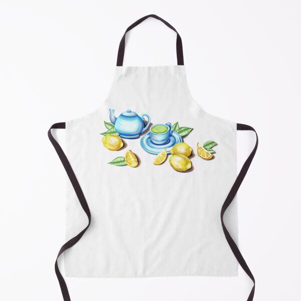 Artikelvorschau, Detailreiches Stillleben mit Zitronen, Teekanne, Tasse und Untertasse – ideal für elegante Küchen- und Lifestyle-Themen entworfen und verkauft von katecheerycake.