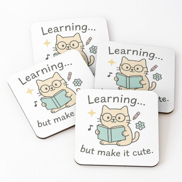 Item preview, Learning… But Make It Cute – Cat with Glasses Reading Sticker designed and sold by SearionStudio.