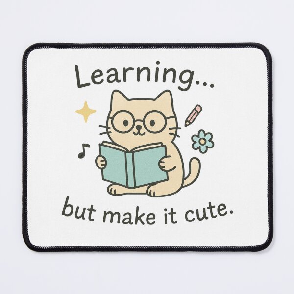 Item preview, Learning… But Make It Cute – Cat with Glasses Reading Sticker designed and sold by SearionStudio.