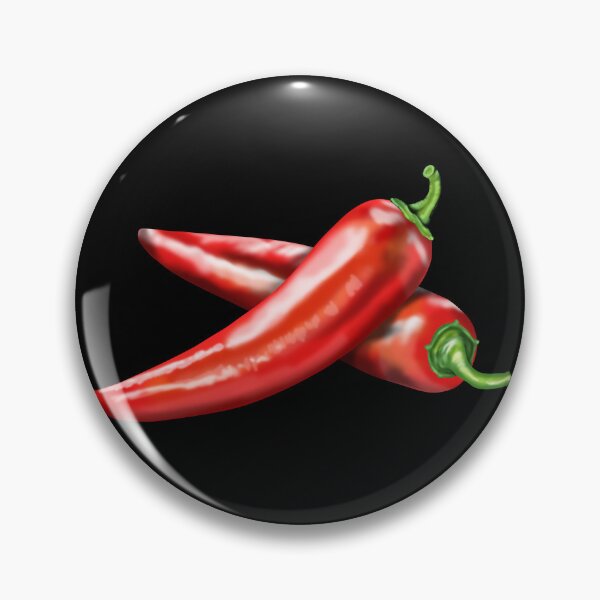 Item preview, Realistic representation of two hot, crossed chili peppers with green stems designed and sold by katecheerycake.