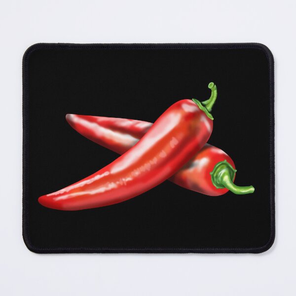 Item preview, Realistic representation of two hot, crossed chili peppers with green stems designed and sold by katecheerycake.