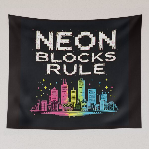Item preview, Neon Blocks Rule – Vibrant Urban Glow Design designed and sold by NCLaserDesigns.