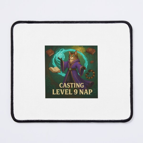 Item preview, Casting Level 9 Nap – Funny Wizard Cat Fantasy Art designed and sold by CatsandMoreCo.
