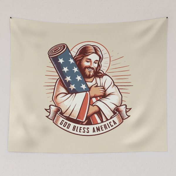 Item preview, Patriotic Jesus – God Bless America designed and sold by Scaryzz.