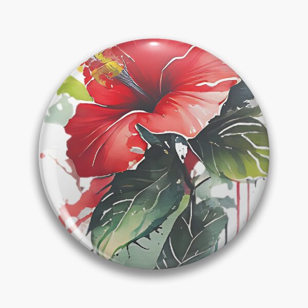 Item preview, Ilustrador de flor de hibisco rojo - Pegatina designed and sold by BASFARFASHION.