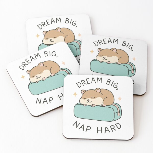 Item preview, Hamster Sleeping on Pencil Case Sticker - "Dream Big, Nap Hard" designed and sold by SearionStudio.