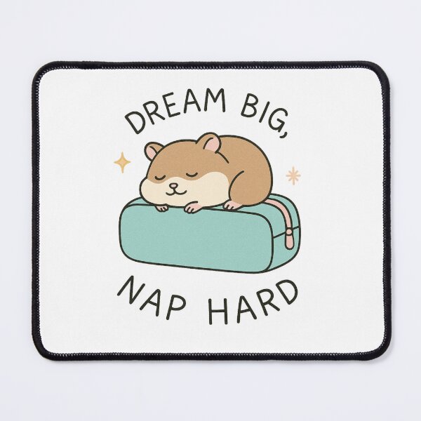 Item preview, Hamster Sleeping on Pencil Case Sticker - "Dream Big, Nap Hard" designed and sold by SearionStudio.