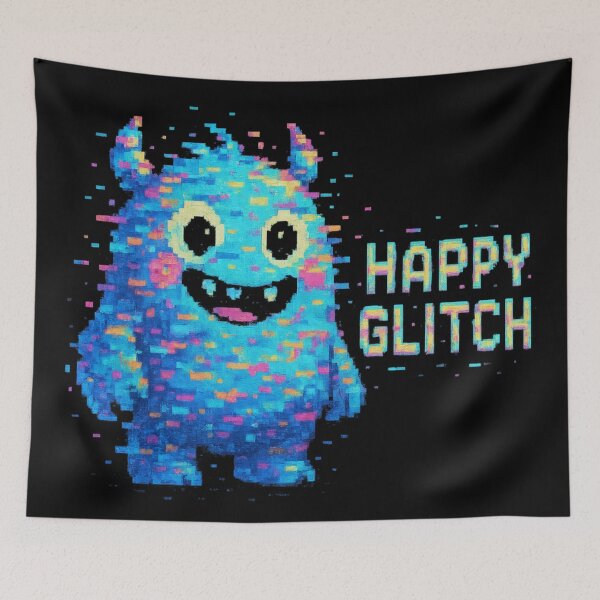 Item preview, Happy Glitch Sticker Pixel Art Monster designed and sold by MysticArtisan.