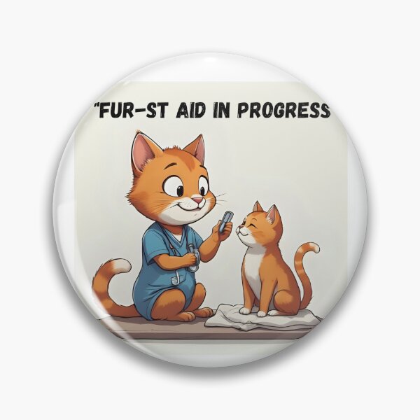 Item preview, Fur-st Aid in Progress – Cute Vet Tech Cat Caring for Sick Cat designed and sold by CatsandMoreCo.
