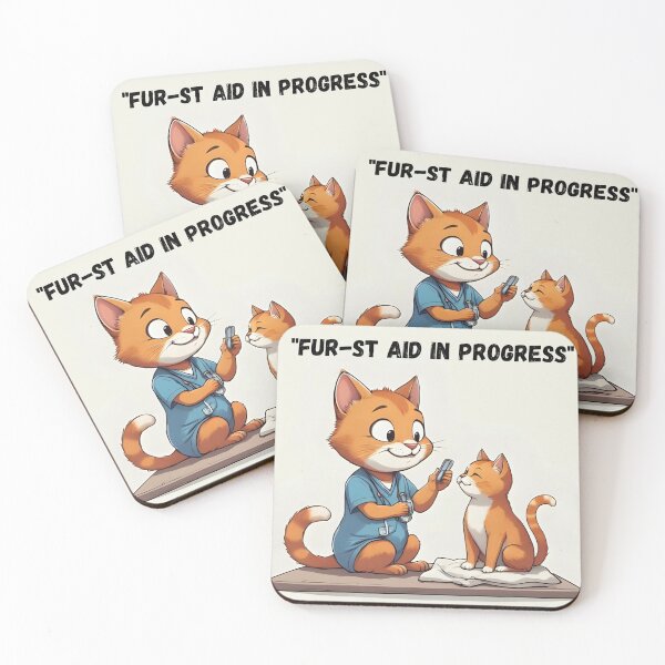 Item preview, Fur-st Aid in Progress – Cute Vet Tech Cat Caring for Sick Cat designed and sold by CatsandMoreCo.