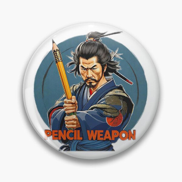 Item preview, Motivational Japanese samurai holding a large pencil as a weapon and with a large phrase "PENCIL WEAPON!". designed and sold by Giulivo Store Graphic.