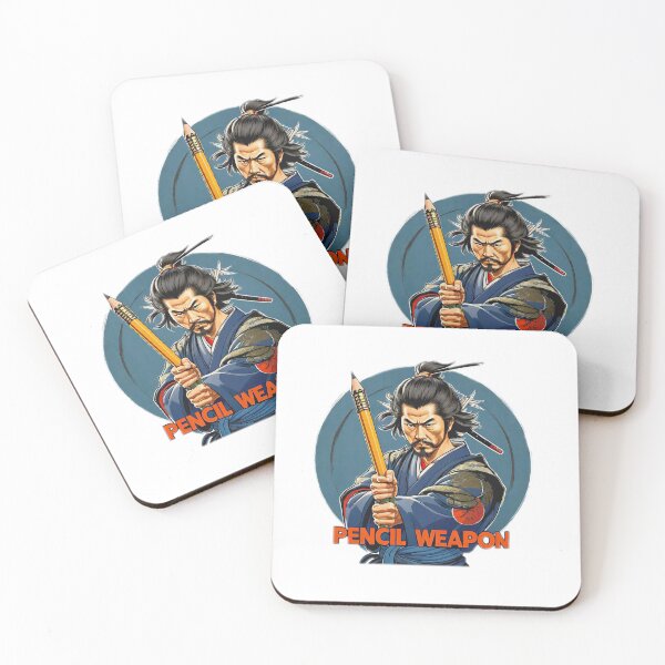 Item preview, Motivational Japanese samurai holding a large pencil as a weapon and with a large phrase "PENCIL WEAPON!". designed and sold by Giulivo Store Graphic.