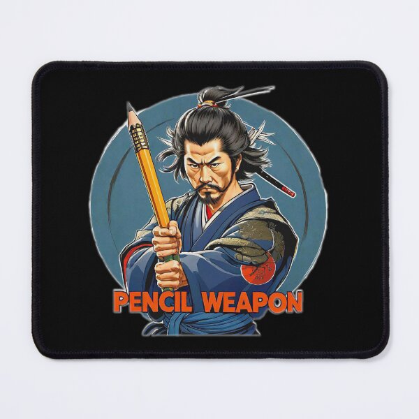 Item preview, Motivational Japanese samurai holding a large pencil as a weapon and with a large phrase "PENCIL WEAPON!". designed and sold by Giulivo Store Graphic.