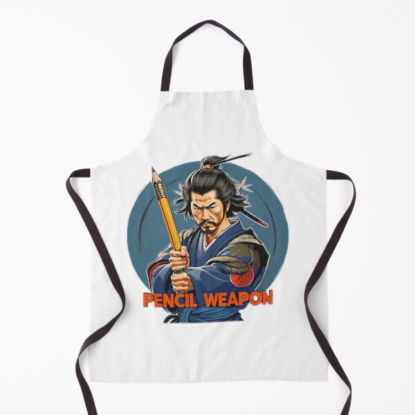 Item preview, Motivational Japanese samurai holding a large pencil as a weapon and with a large phrase "PENCIL WEAPON!". designed and sold by Giulivo Store Graphic.