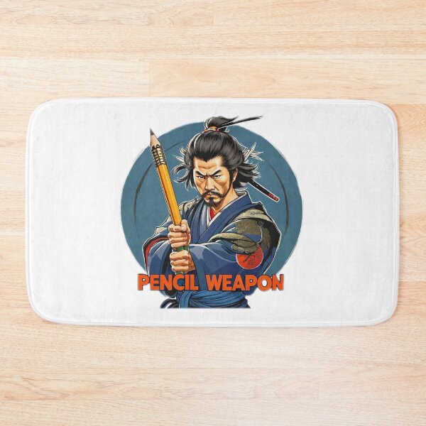 Item preview, Motivational Japanese samurai holding a large pencil as a weapon and with a large phrase "PENCIL WEAPON!". designed and sold by Giulivo Store Graphic.