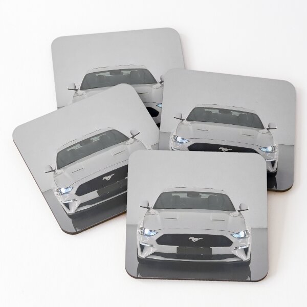 Item preview, White Ford Mustang Front View – Aggressive Muscle Car Stance designed and sold by PosterFuel.