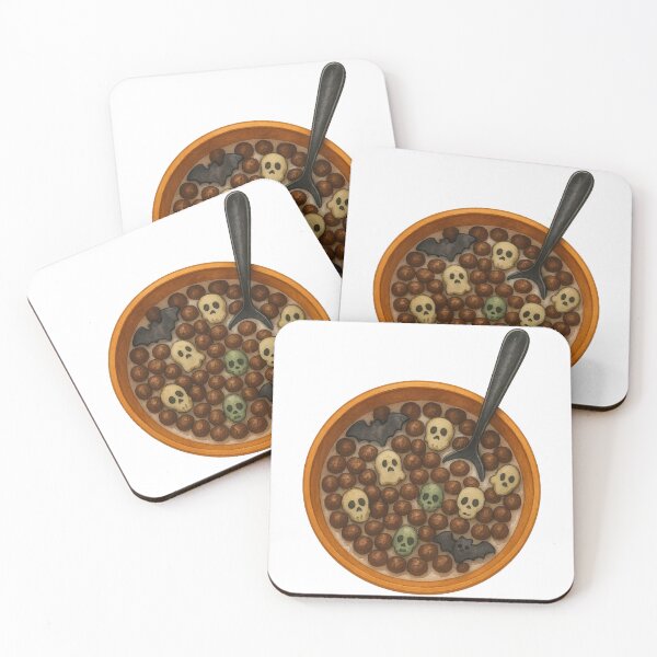 Item preview, Watercolor Halloween Cereal Bowl – Ghost & Skull Marshmallows Art Print designed and sold by Soft rot studio.