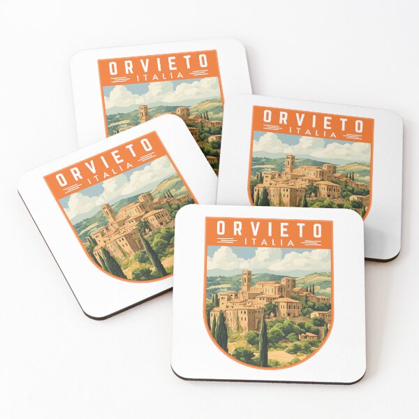 Item preview, Orvieto in Umbria, Italy Retro Travel Art Badge designed and sold by MaateoDesign.