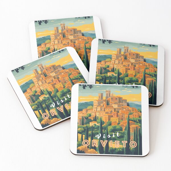 Item preview, Orvieto in Umbria, Italy Retro Art Travel Landscape designed and sold by MaateoDesign.