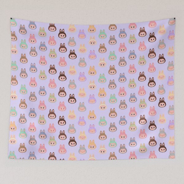 Item preview, Labubu face pattern lavender background designed and sold by Diyanggostyle.