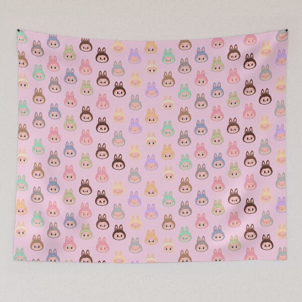 Item preview, Labubu face pattern pink background designed and sold by Diyanggostyle.