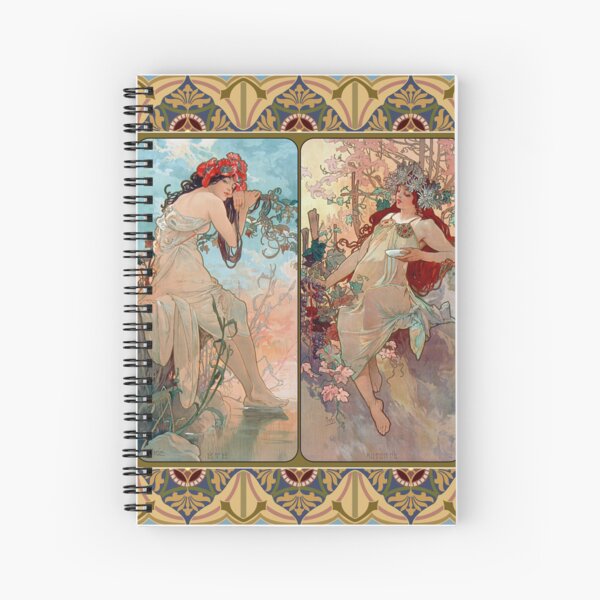 Aperçu de l'œuvre Les Saisons avec Bordure Alphonse Mucha 1896 créée et vendue par RedCapeTales.