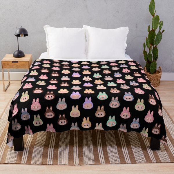 Item preview, Labubu face pattern black background designed and sold by Diyanggostyle.