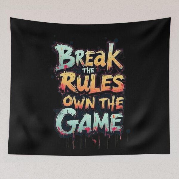 Item preview, Graffiti Rebel Quote – Break the Rules, Own the Game designed and sold by MeowLoka ⭐⭐⭐⭐.