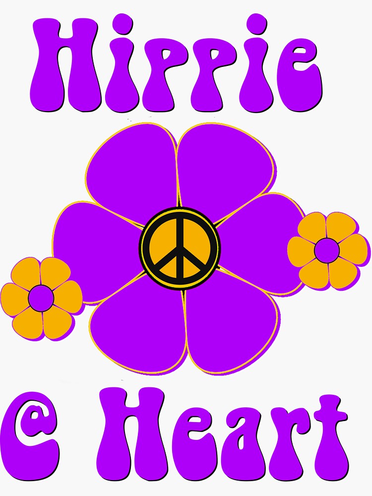 Groovy Hippie 60s 70s Peace Sign Flower Power' Sticker