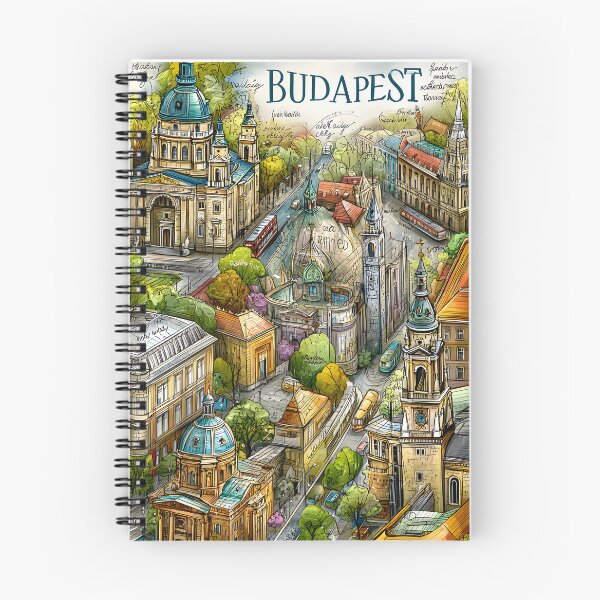 Item preview, Illustration of Budapest Map with Aerial View of Budapest's Landmarks designed and sold by Artessie.