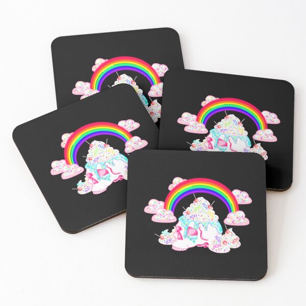 Item preview, Pastel gore, cute pink skull, rainbow with clouds designed and sold by katecheerycake.