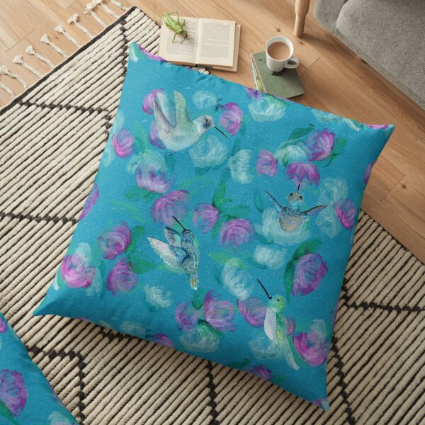 Humminbirds inspired by monet Floor Pillow