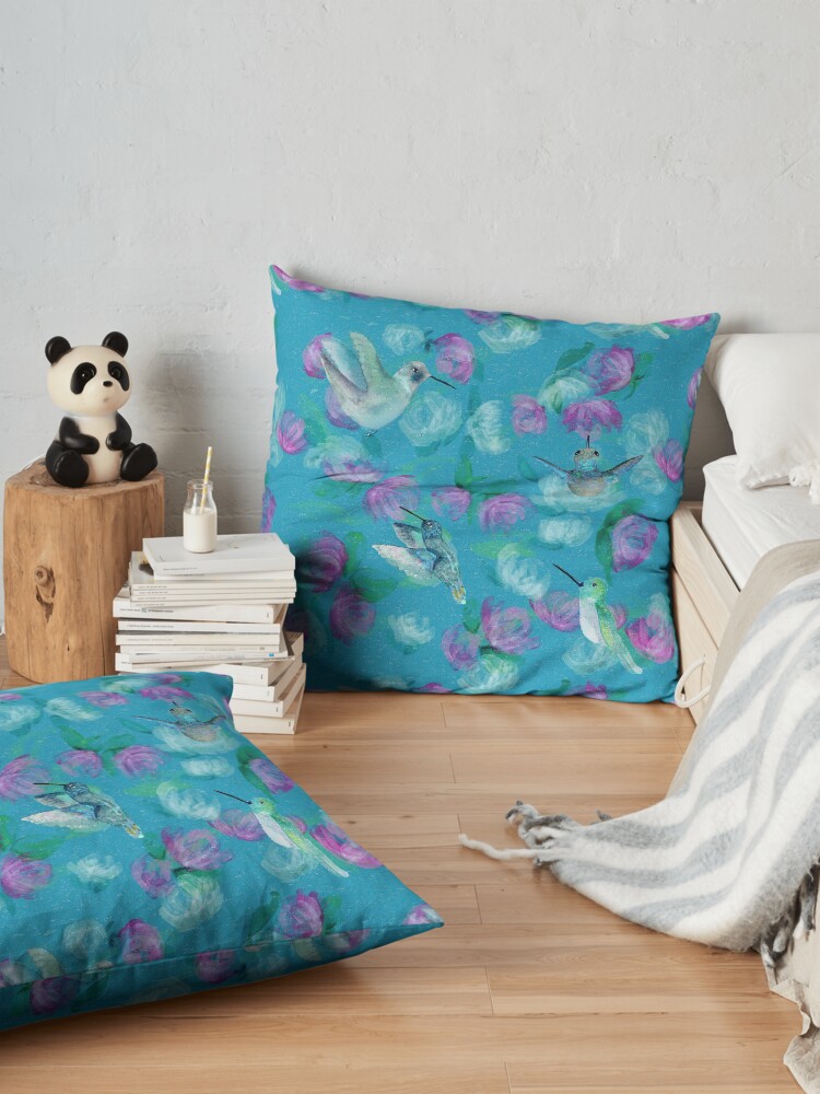 Alternate view of Humminbirds inspired by monet Floor Pillow