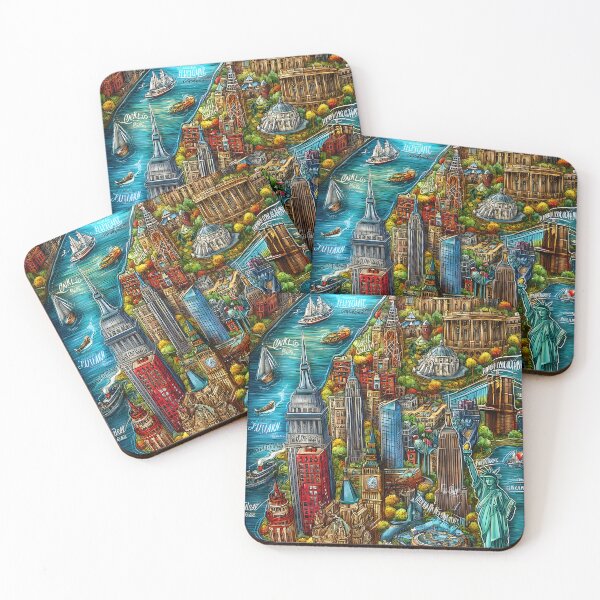 Item preview, Colorful Illustrated Map of New York City Landmarks designed and sold by Artessie.