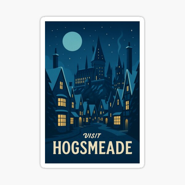 Item preview, Hogsmeade at Night – Magical Retro Poster designed and sold by Parkline Studio.