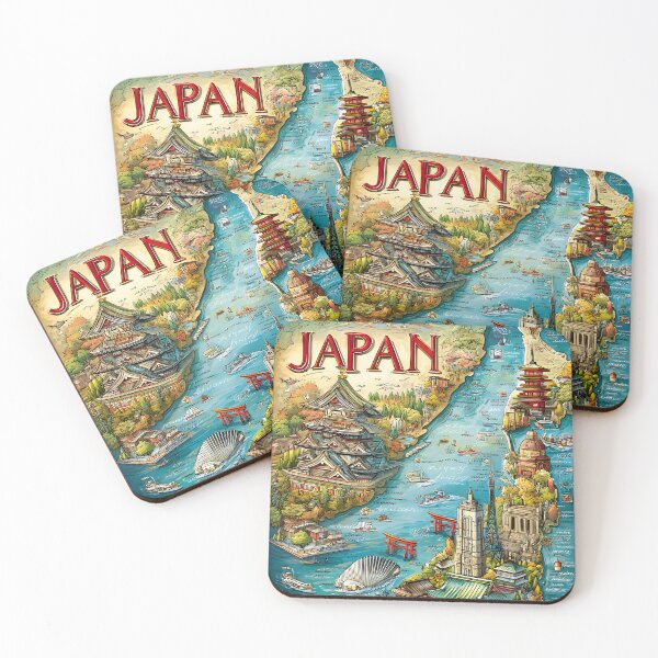 Item preview, Colorful Illustrated Map of Japan with Landmarks designed and sold by Artessie.