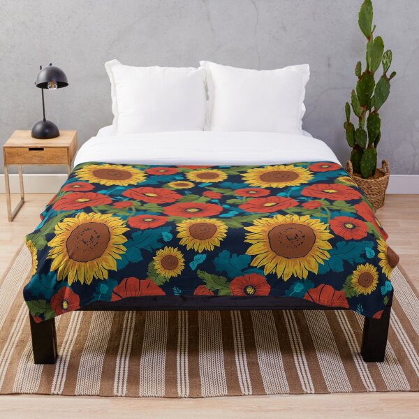 Artikelvorschau, Sonnenblumen und Mohnblumen entworfen und verkauft von FlotsamCreative.