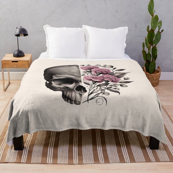 Item preview, Bones and botany, Skull human anatomy floral, pink watercolor roses, Bones and Botany art anatomy designed and sold by Collagedream.