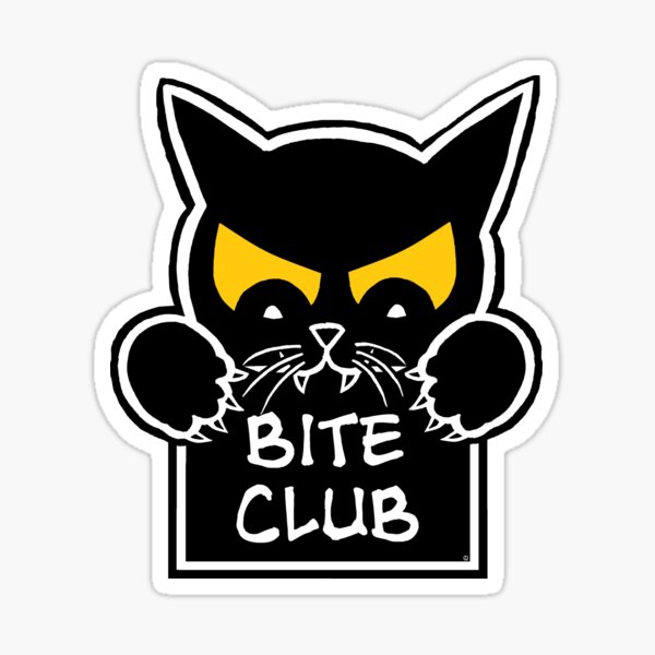 Bite Club Fresh Biting Kitty Funny Cat Humor Sticker