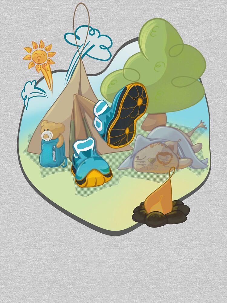 Thumbnail 5 of 5, Toddler Pullover Hoodie, Comic Style Cozy Camping Scene with Cat, Teddy Bear and Trekking Boots designed and sold by PaulaP-C.