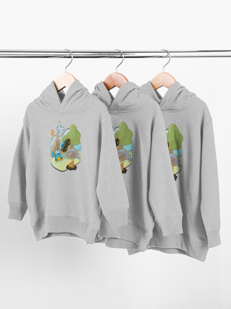 Thumbnail 3 of 5, Toddler Pullover Hoodie, Comic Style Cozy Camping Scene with Cat, Teddy Bear and Trekking Boots designed and sold by PaulaP-C.