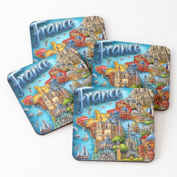 Item preview, Colorful Artistic Map of France Showcasing Landmarks designed and sold by Artessie.