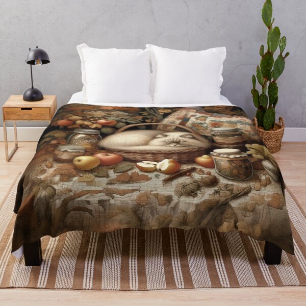 Item preview, Harvest Nap: Cottagecore Cat in Autumn designed and sold by The Digital Compass.