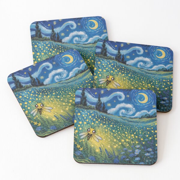 Item preview, Night,firefly over a wave of flowers. designed and sold by elegantpaterns.