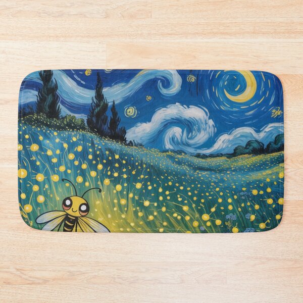 Item preview, Night,firefly over a wave of flowers. designed and sold by elegantpaterns.