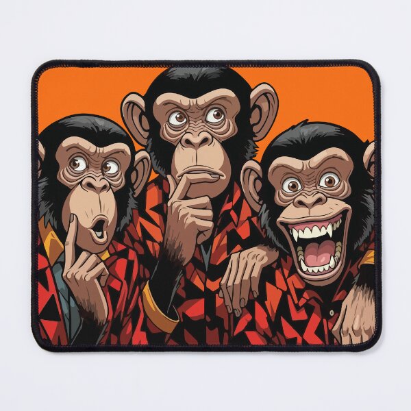 Item preview, Funky Three Wise Monkeys Pop Art Illustration – Bold Red Geometric Jacket Chimp Trio designed and sold by -DEEWOLF-.
